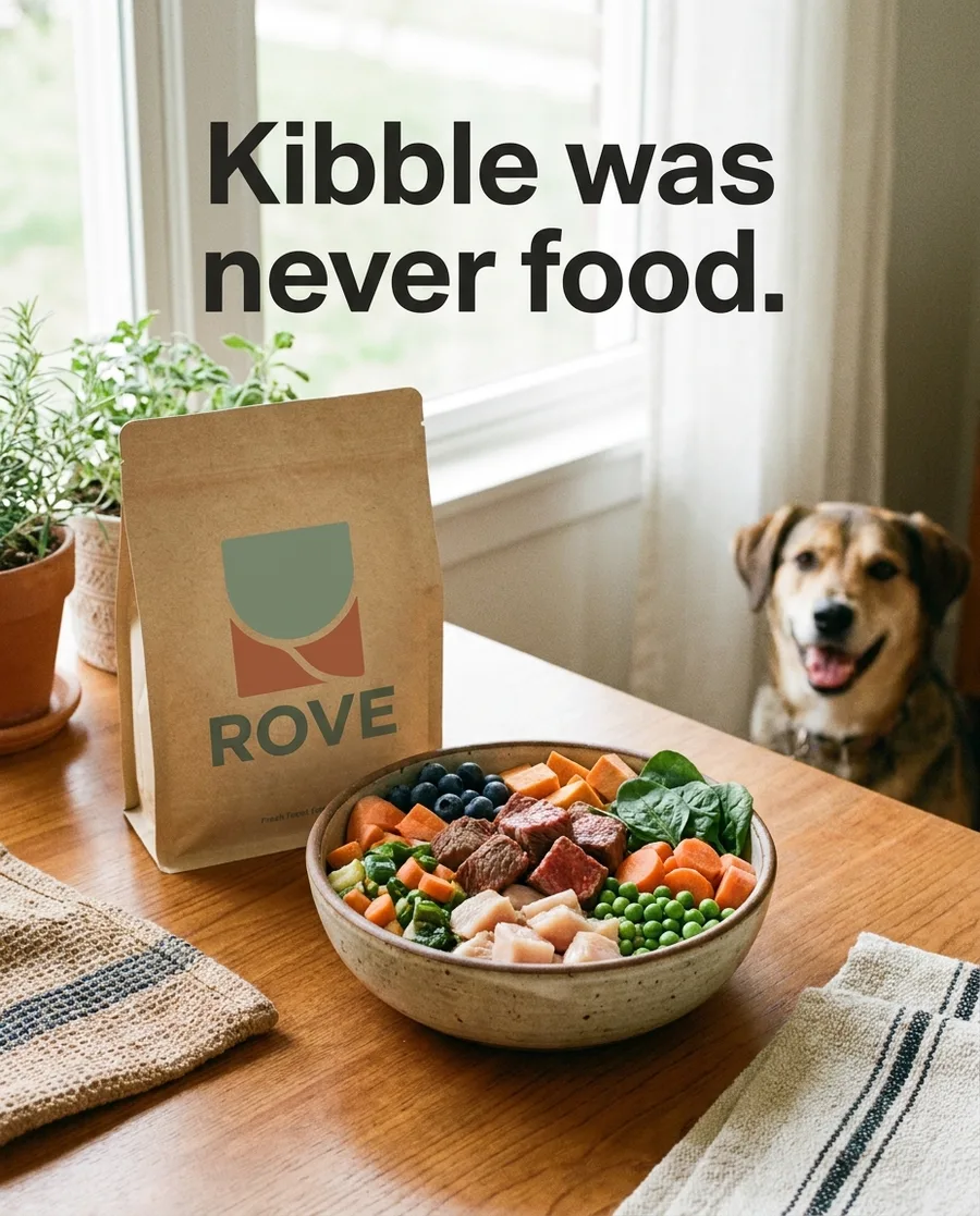 Rove ad: Kibble was never food.