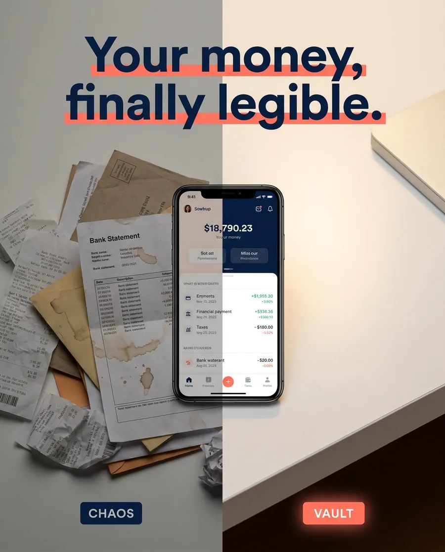 Vault ad: Your money, finally legible.